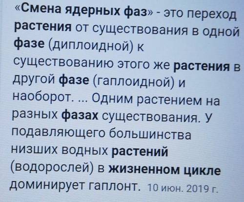 Как вы понимаете выражение смена ядерных фаз в жизненном цикле растений​