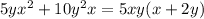 5yx {}^{2} + 10 {y}^{2} x = 5xy(x + 2y)