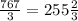 \frac{767}{3}=255\frac{2}{3}\\