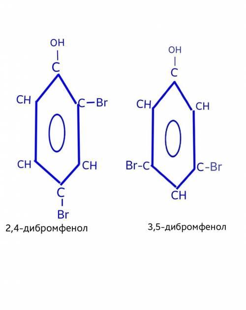 Напишите структурные формулы всех изомеров дибромфенолов