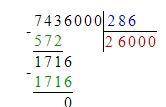 7436000разделите на 286 столбиком