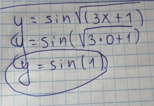 Продифференцировать функцию y=sin√(3x+1)