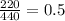 \frac{220}{440} = 0.5А