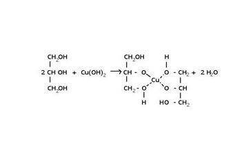 Растворение глицерина в воде и его реакция с гидроксидом меди.написать уравнение реакции