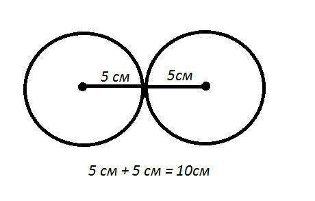 Две окружности касаются внешним образом. Радиус одной из них равен 5 см, а расстояние между их центр