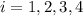 i = 1,2,3,4