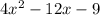 4x {}^{2} - 12x - 9