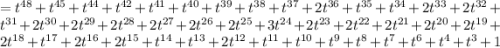 =t^{48}+t^{45}+t^{44}+t^{42}+t^{41}+t^{40}+t^{39}+t^{38}+t^{37}+2t^{36}+t^{35}+t^{34}+2t^{33}+2t^{32}+t^{31}+2t^{30}+2t^{29}+2t^{28}+2t^{27}+2t^{26}+2t^{25}+3t^{24}+2t^{23}+2t^{22}+2t^{21}+2t^{20}+2t^{19}+2t^{18}+t^{17}+2t^{16}+2t^{15}+t^{14}+t^{13}+2t^{12}+t^{11}+t^{10}+t^9+t^8+t^7+t^6+t^4+t^3+1