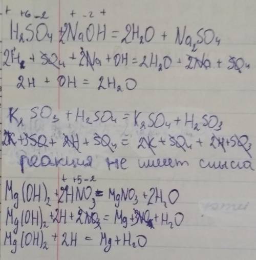 1. Составьте молекулярное, полное и краткое ионные уравнения реакций между веществами: 1) H2SO4 + N