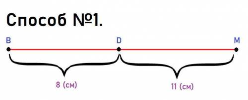 Точки В, Д и М лежат на одной прямой. Известно что Вд = 8 см, МД = 11см. Каким может быть расстояние