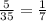 \frac{5}{35} = \frac{1}{7}