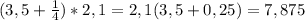 (3,5+\frac{1}{4})*2,1=2,1(3,5+0,25)=7,875