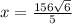 x = \frac{156 \sqrt{6} }{5}