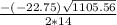 \frac{-(-22.75)\sqrt{1105.56} }{2 * 14}