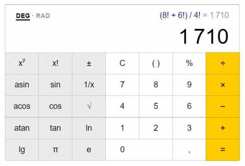 Значение выражения (8!+6!)/4! Равно?
