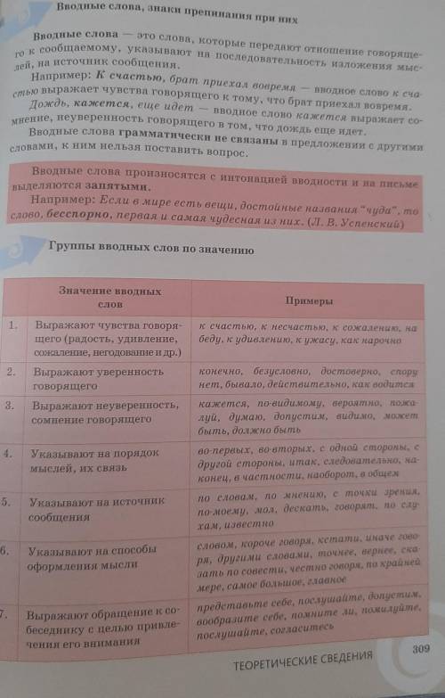 Выпиши из предложений вводные слова и вводные сочетания и распредели их по значениям в таблицу.Знаки