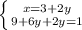 \left \{ {{x=3+2y} \atop {9+6y+2y=1}} \right.