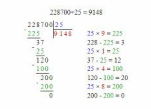 Решите столбиком 228700:25​