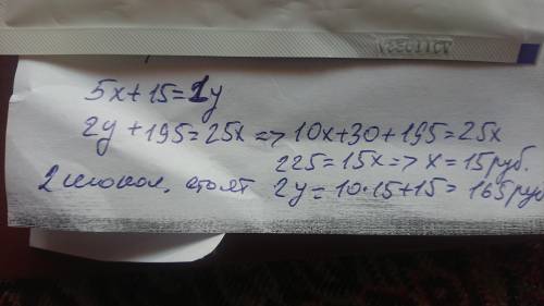 Известно, что 5 леденцов на 15 рублей дешевле, чем 1 шоколадка. А 2 шоколадки на 195 рублей дешевле,
