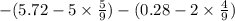 - (5.72 -5 \times \frac{5}{9} ) - (0.28 - 2 \times \frac{4}{9} )