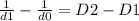 \frac{1}{d1} - \frac{1}{d0} = D2-D1