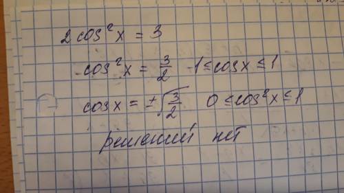 Решите уравнение 2cos^2x=3