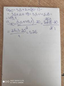 Дана арифметическая прогрессия (an). Известно, что a1=3,5 и d=2,4. Вычисли сумму первых двадцати чл