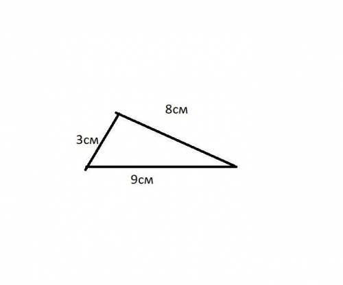 Постройте треугольник со сторонами а=3 см, b=8см и c=9 см за ранее