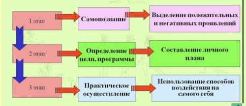 Назовите этапы процесса самовоспитания, расскажите о каждом из них