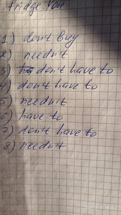 There are plenty of tomatoes in the fridge. You _____ buy any. 2. You _____ to decide too quickly: t