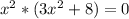 x^{2} *(3x^{2} +8)=0