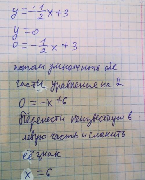 Постройте прямую с заданным уравнением y=-1/2x+3