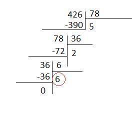 Найдите НОД(426,78) Решить необходимо методом Евклида в столбик