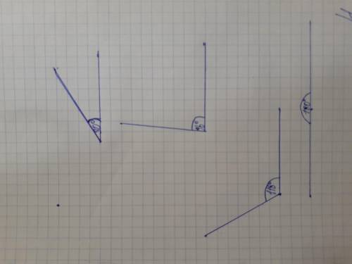 Постройте углы с градусной мерой 30,118,96,180 градусов