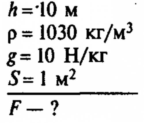 Водолаз погружается в морскую воду. Рассчитайте какую силу испытывает каждый квадратный метр костюма