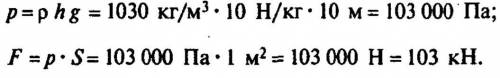 Водолаз погружается в морскую воду. Рассчитайте какую силу испытывает каждый квадратный метр костюма