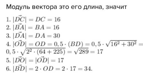 С рисунка данного прямоугольника ABCD определи модуль векторов. Известно, что длина сторон прямоугол