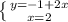 \left \{ {{y=-1+2x} \atop {x=2}} \right.