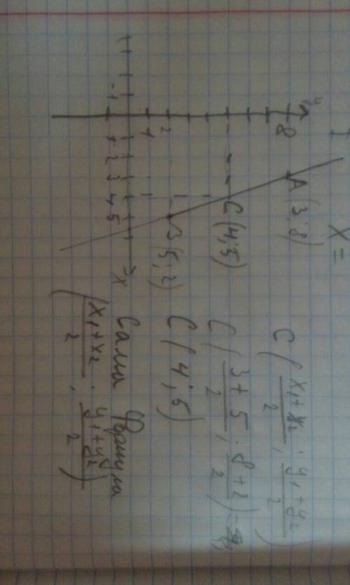 3. Найти координаты середины отрезка АВ , если: A(3; 8), B( 5; 2).​