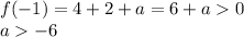 f(-1)=4+2+a=6+a0\\a-6