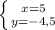 \left \{ {{x=5} \atop {y=-4,5}} \right.