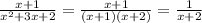 \frac{x+1}{x^{2}+3x+2}=\frac{x+1}{(x+1)(x+2)}=\frac{1}{x+2}