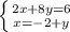 \left \{ {2x+8y=6{} \atop x=-2+y{}} \right.