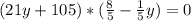 (21y + 105) * (\frac{8}{5} -\frac{1}{5} y)=0