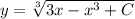 y=\sqrt[3]{3x-x^3+C}