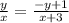 \frac{y}{x} = \frac{ - y + 1}{x + 3 }