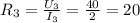 R_3=\frac{U_3}{I_3} =\frac{40}{2} =20