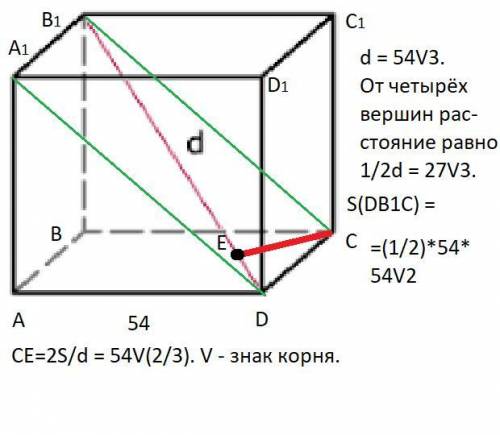 Рассчитай расстояние вершины куба до диагонали куба, которая не проходит через эту вершину, если реб