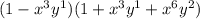 (1-x^3y^1)(1+x^3y^1+x^6y^2)