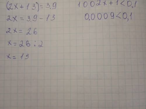 8.( ) Решить уравнение: (2х+13) =3. 9.( ) Решить неравенство : 1002х+1<0.1. Используя график функ